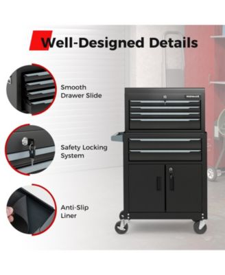 6-Drawer Rolling Tool Storage Chest Cabinet with Universal Wheels and Hooks