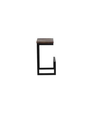 Cube Solid Wood & Metal Bar Stool, Brown (Set of 2