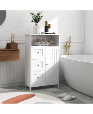 Bathroom standing storage cabinet with 3 drawers and 1 door-White