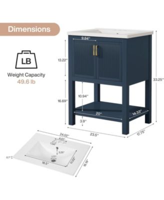 24" Modern Bathroom Vanity with Sink,2 Doors and 1 Drawer, Freestanding Bathroom Vanities Cabinet Combo