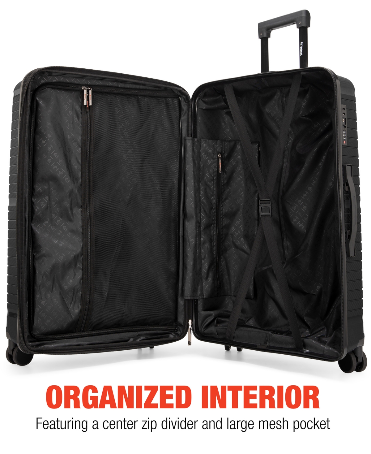 Bobcat Trencher 3 Piece Expandable Spinner Luggage Set With Tsa Lock In Black