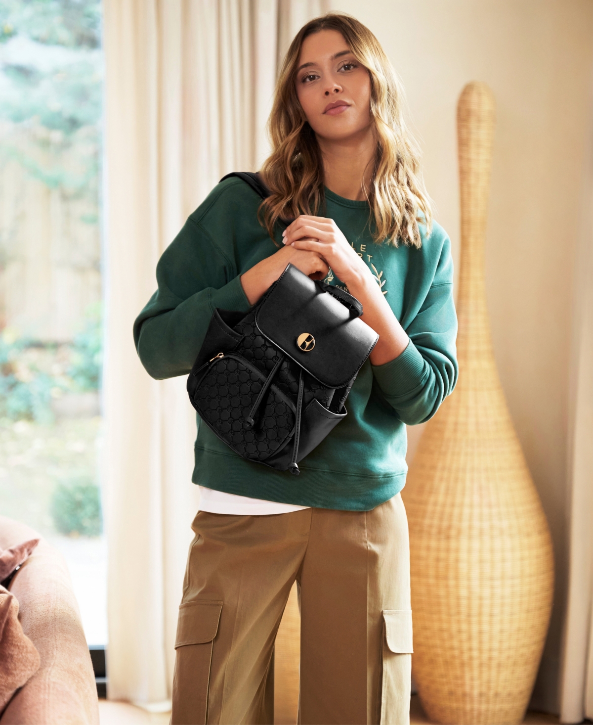 Elle Compass 11" Monogram Mini Backpack In Black