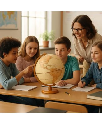 12-Inch Illuminated Antique World Globe Lamp for Home or Office