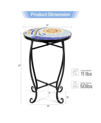 Outdoor Indoor Steel Accent Plant Stand Cobalt Table-Navy