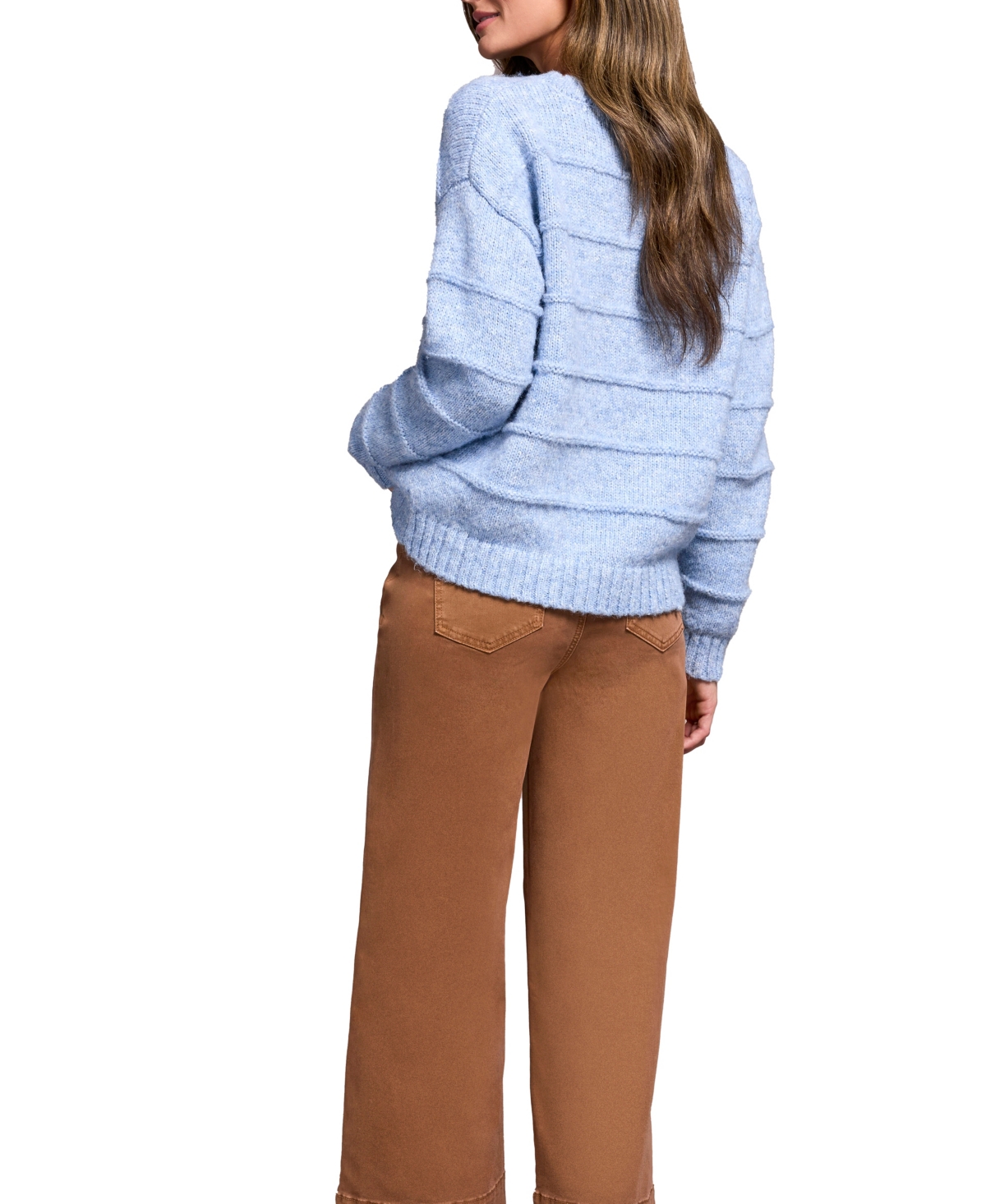 Tribal Women's Heathered Stripe Crew Neck Sweater