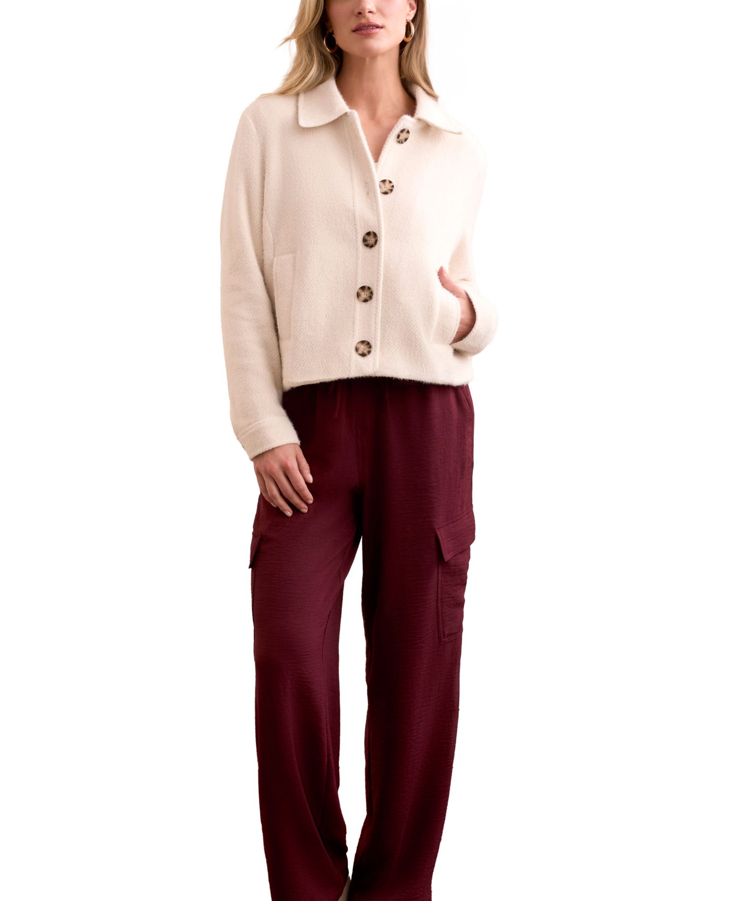 Women's Super Soft Boucle Button-Front Jacket