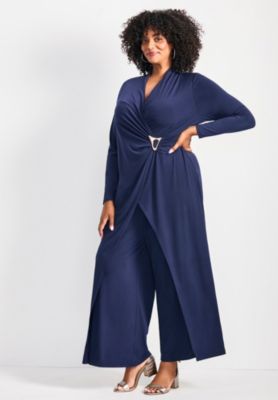 Women's Plus Size Glamour Wrap Front Jumpsuit