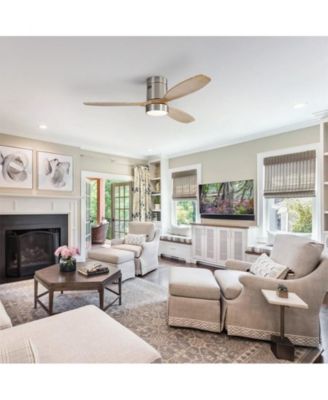52-inch Modern Sand Nickel 3-Blade Flush Mount with Light and Remote Control
