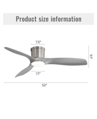 52-inch Modern Sand Nickel 3-Blade Flush Mount with Led Lights and Remote Control