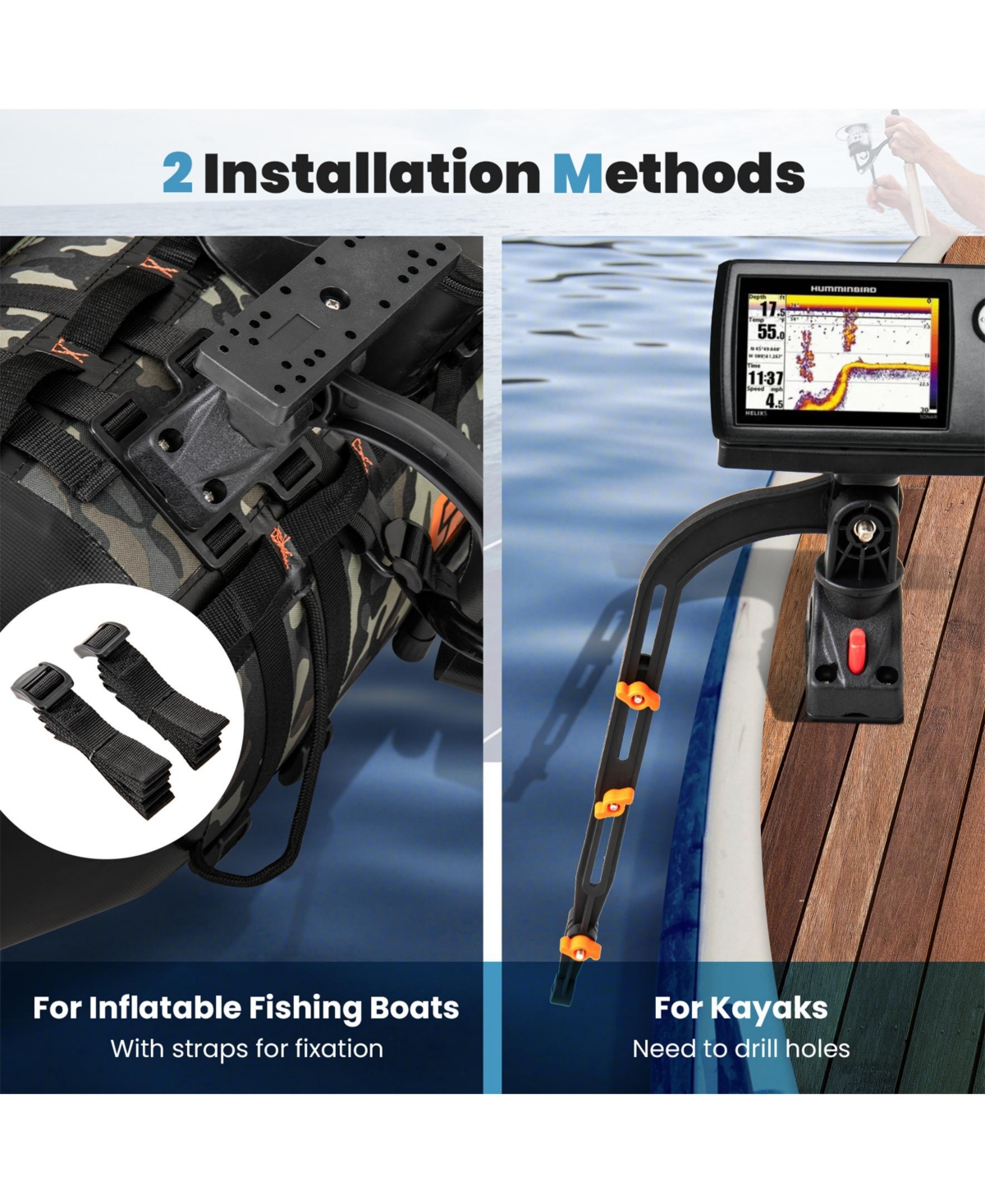 Sugift 360° Rotatable Fishing Boat Accessory Set of 2 with Mount Bracket