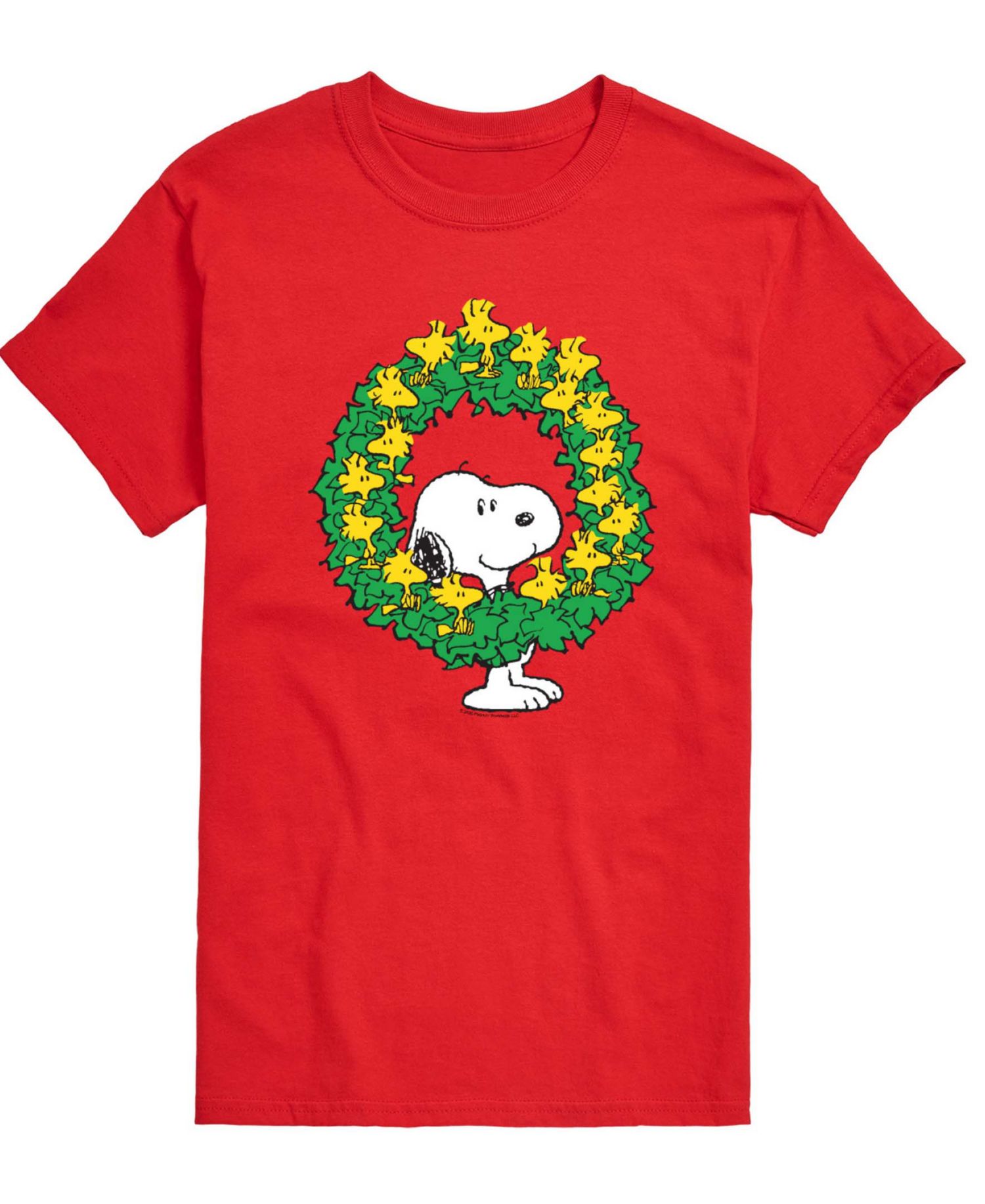 Men's Snoopy and Christmas Wreath Graphic T-Shirt