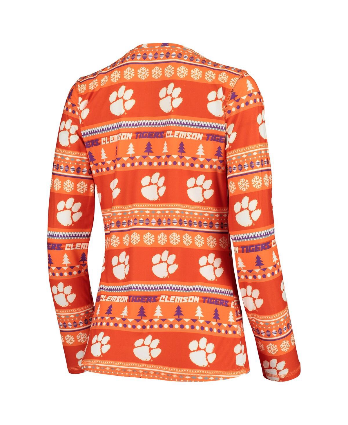 Concepts Sport Women's 2-piece Orange Clemson Tigers Holiday Long Sleeve Top And Pants Sleep Set In Orange
