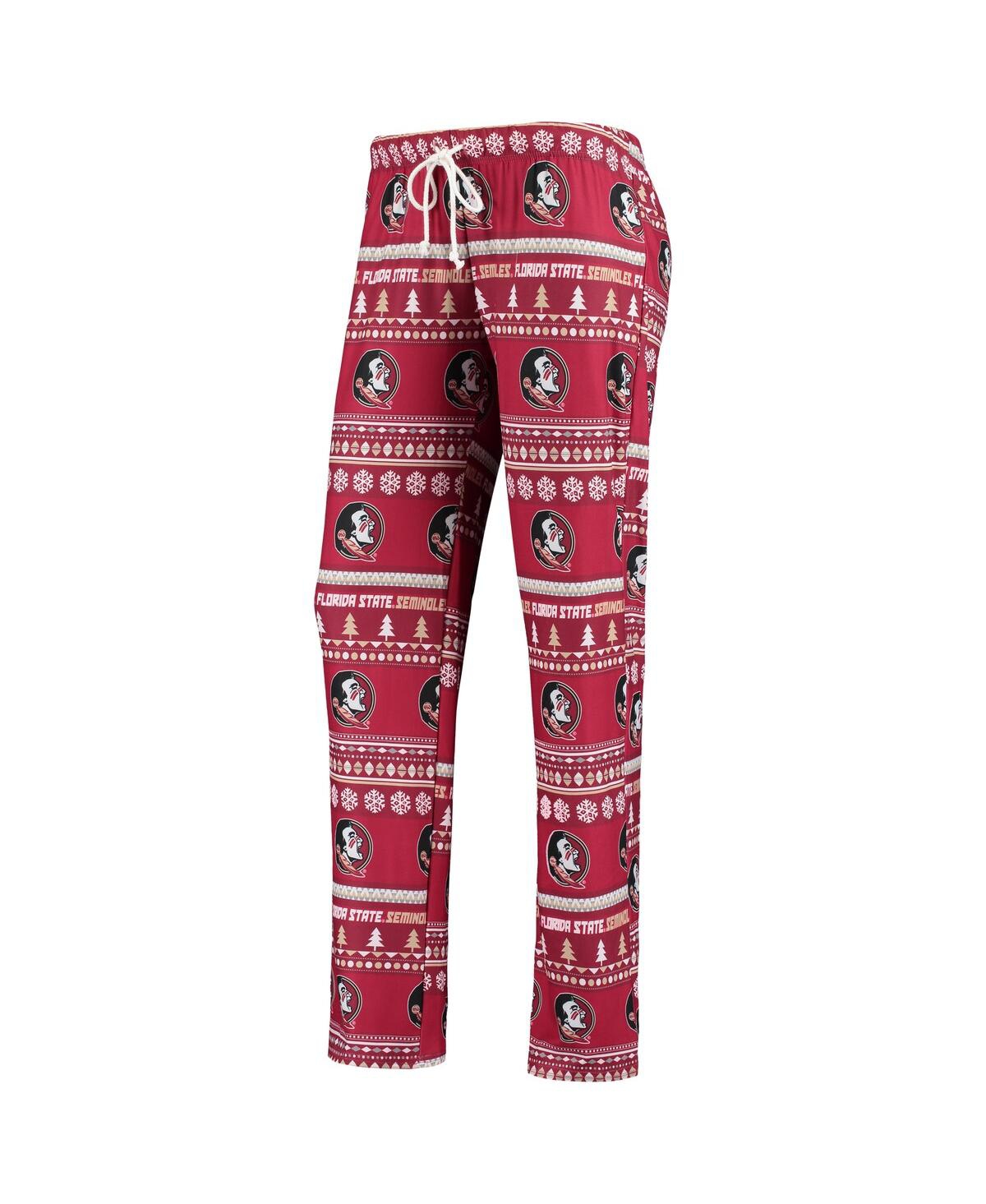 Concepts Sport Women's 2-piece Garnet Florida State Seminoles Holiday Long Sleeve Top And Pants Sleep Set In Burgundy
