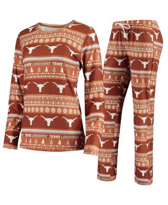 Concepts Sport - Women's Texas Orange Texas Longhorns Holiday Long Sleeve Top Pants Sleep Set