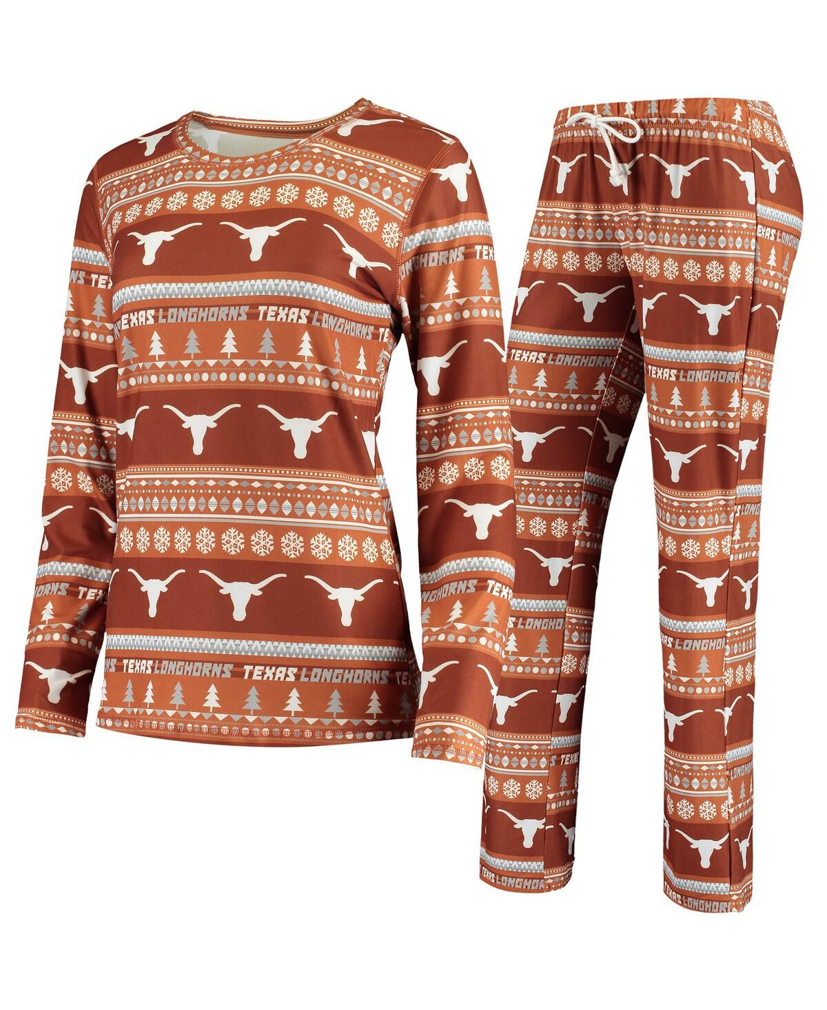Concepts Sport Women's Texas Orange Longhorns Holiday Long Sleeve Top Pants Sleep Set