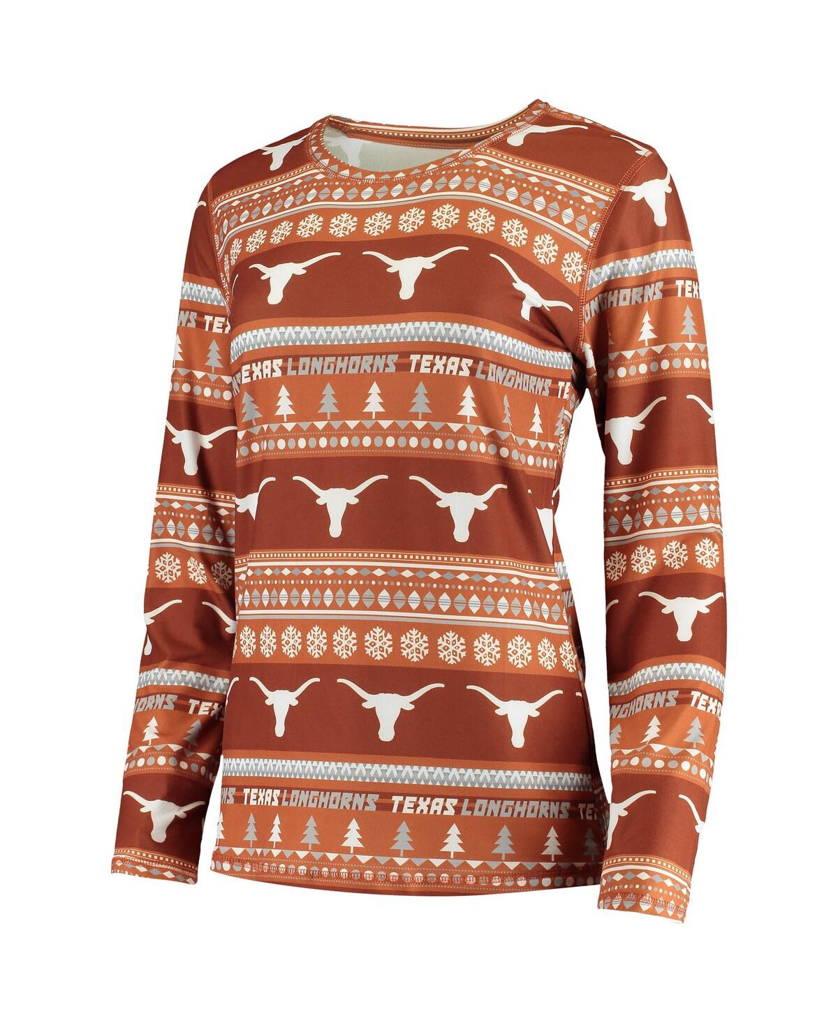 Concepts Sport Women's Texas Orange Longhorns Holiday Long Sleeve Top Pants Sleep Set
