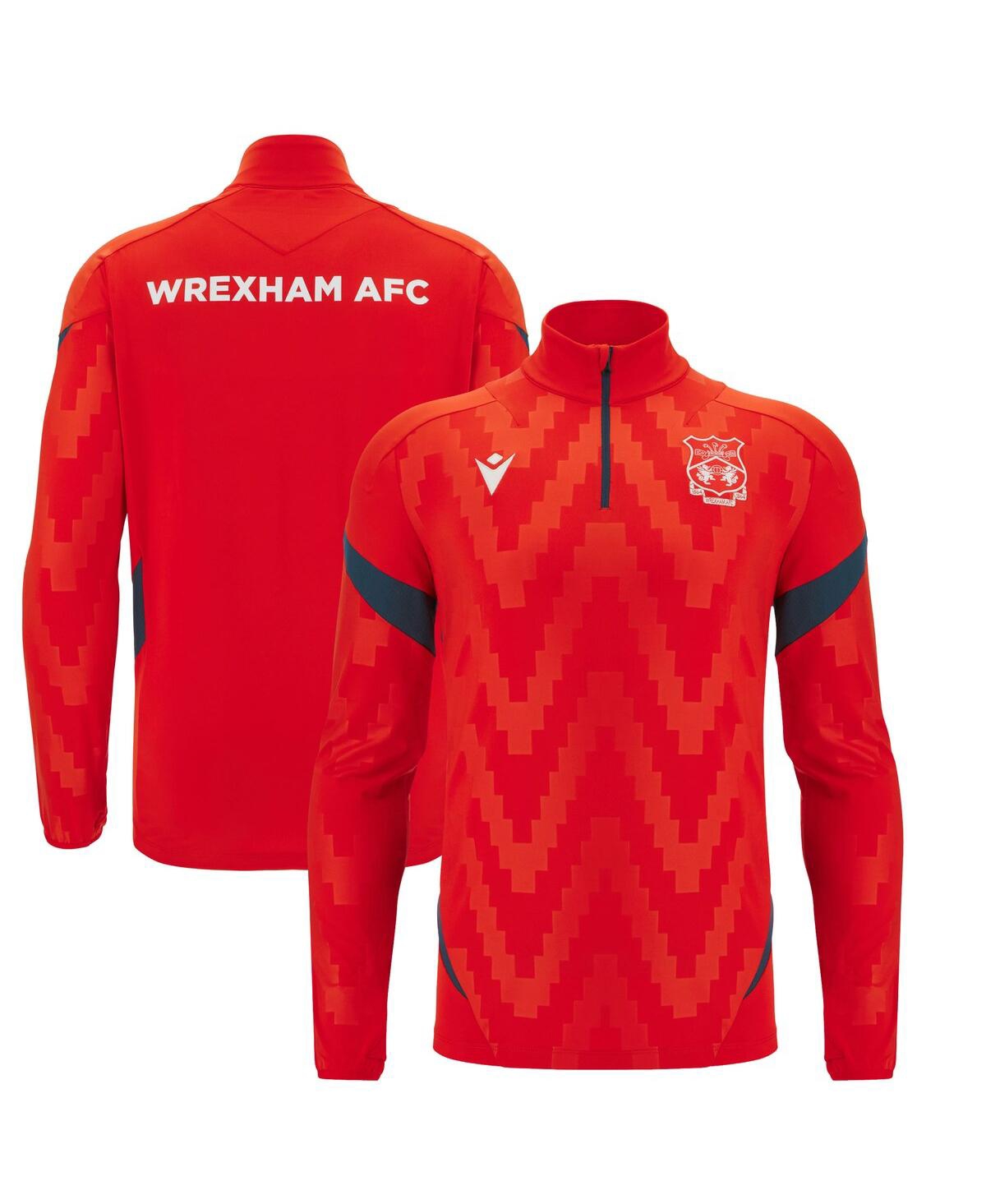 Macron Men's Red Wrexham Training Quarter-zip Pullover Hoodie In Red