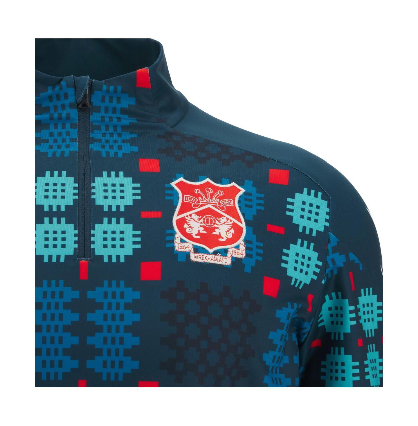 Мужское худи Macron Blue Wrexham Warm-Up Quarter-Zip Pullover — фото 2