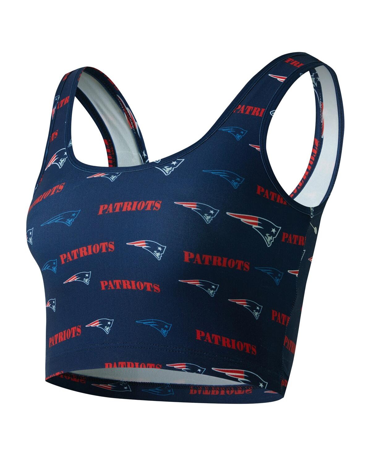 Concepts Sport Women's Navy New England Patriots Mosaic Allover Print Bralette In Blue