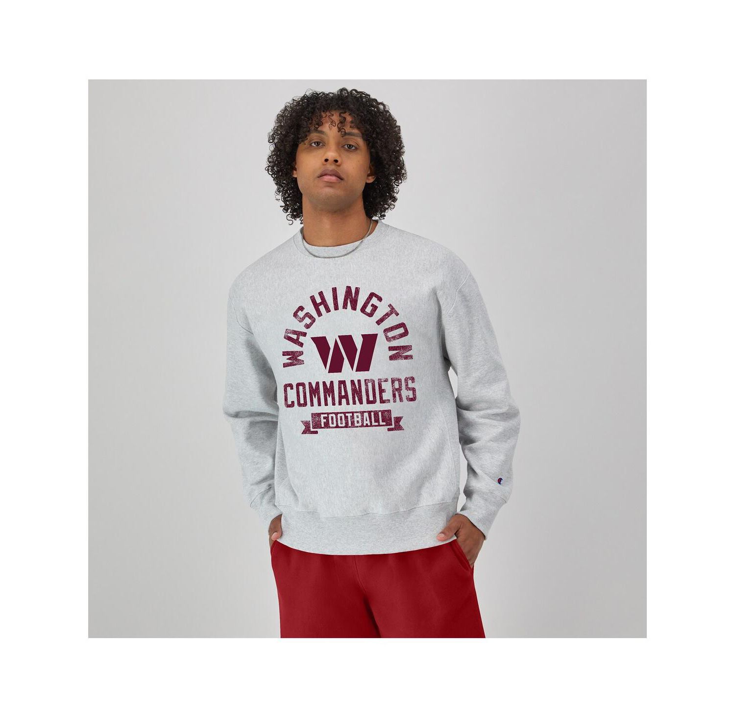 Men's Heather Gray Washington Commanders Reverse Weave Fleece Pullover Sweatshirt