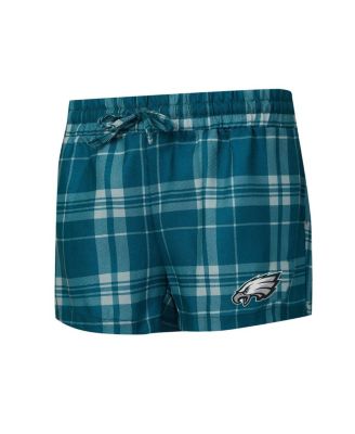 Women's 2-Piece Gray/Midnight Green Philadelphia Eagles Regulate Plaid Long-Sleeve T-Shirt and Shorts Sleep Set