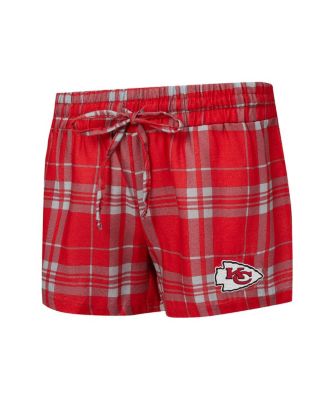 Women's 2-Piece Heather Gray/Red Kansas City Chiefs Regulate Plaid Long-Sleeve T-Shirt and Shorts Sleep Set