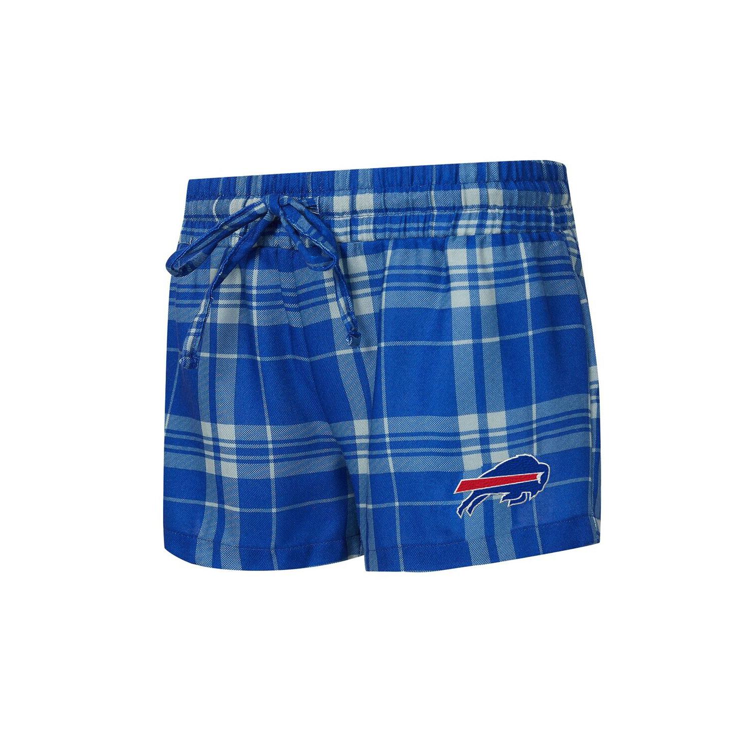Women's 2-Piece Heather Gray/Royal Buffalo Bills Regulate Plaid Long-Sleeve T-Shirt and Shorts Sleep Set