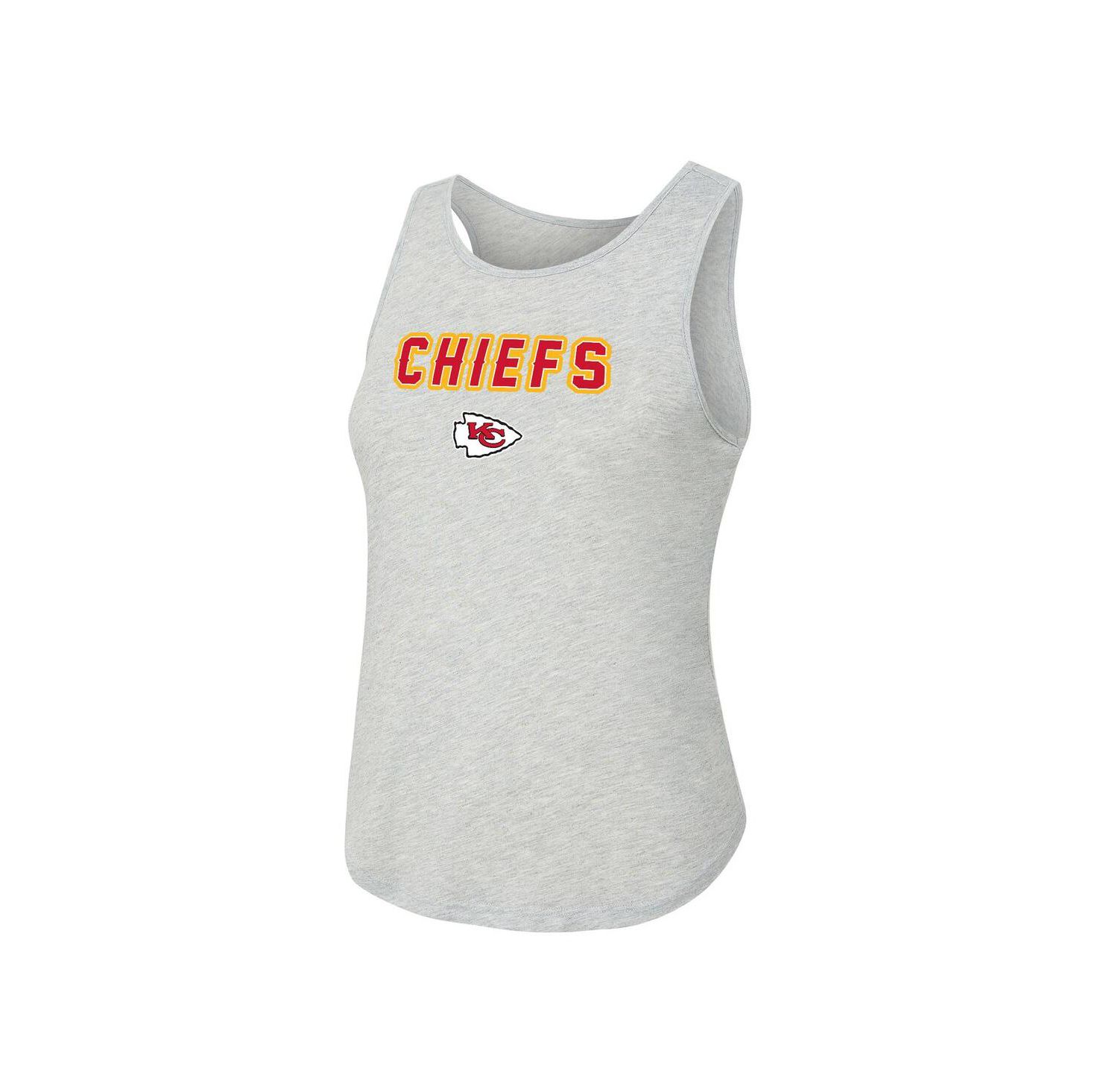 Women's 2-Piece Heather Gray/Red Kansas City Chiefs Regulate Plaid Tank Top and Pants Sleep Set