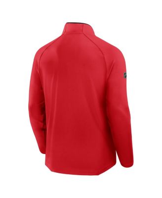 Men's Red Chicago Blackhawks Authentic Pro Rink Training Centennial Raglan Quarter-Zip Pullover Hoodie