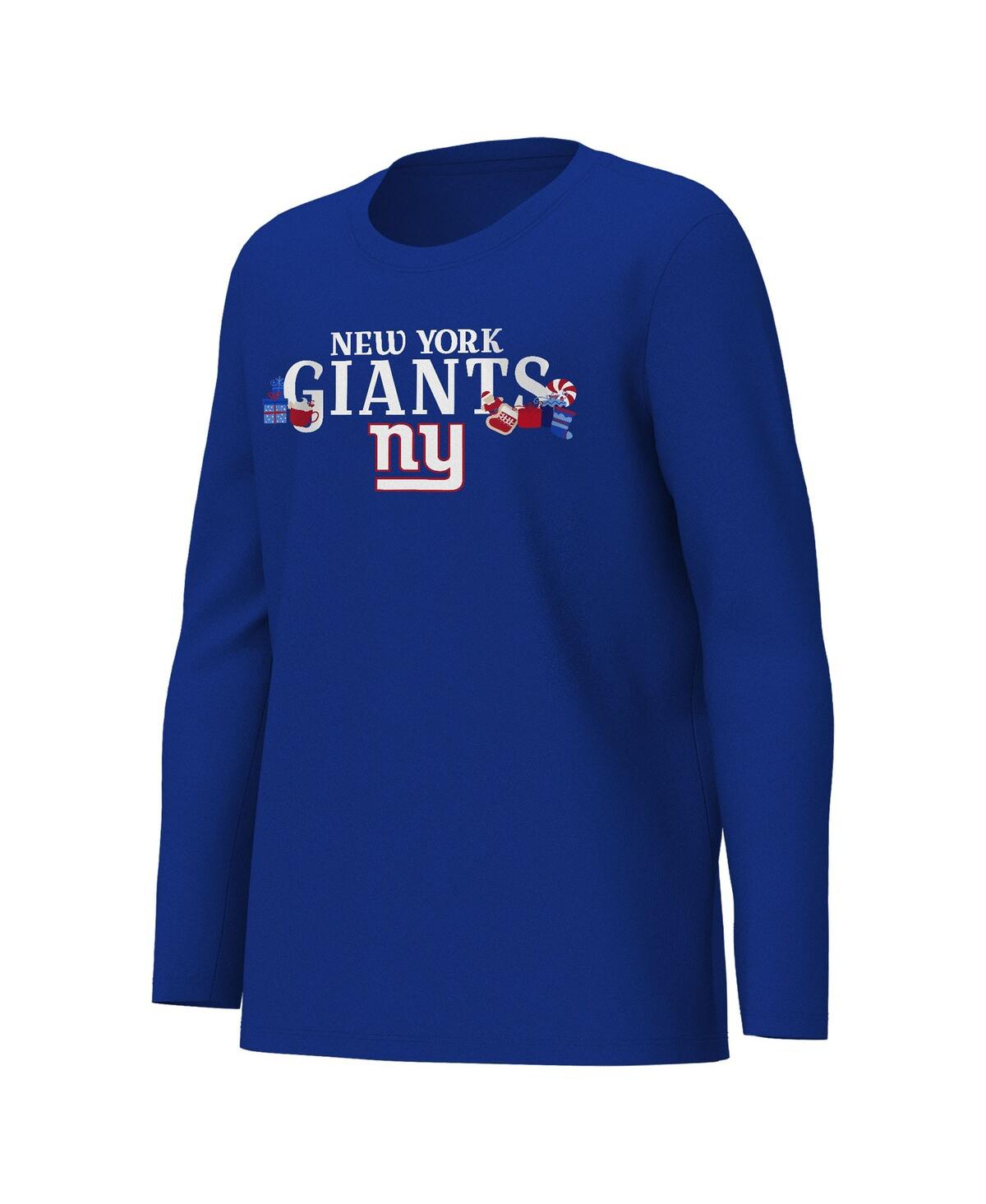 Outerstuff Big Boys and Girls Royal New York Giants Chestnut Holiday Sleep Set