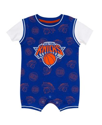 Baby Boys and Girls Blue New York Knicks Logo Mania Romper