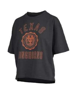 Women's Black Texas Longhorns Motley Crew Bishop Waist Length Oversized T-Shirt
