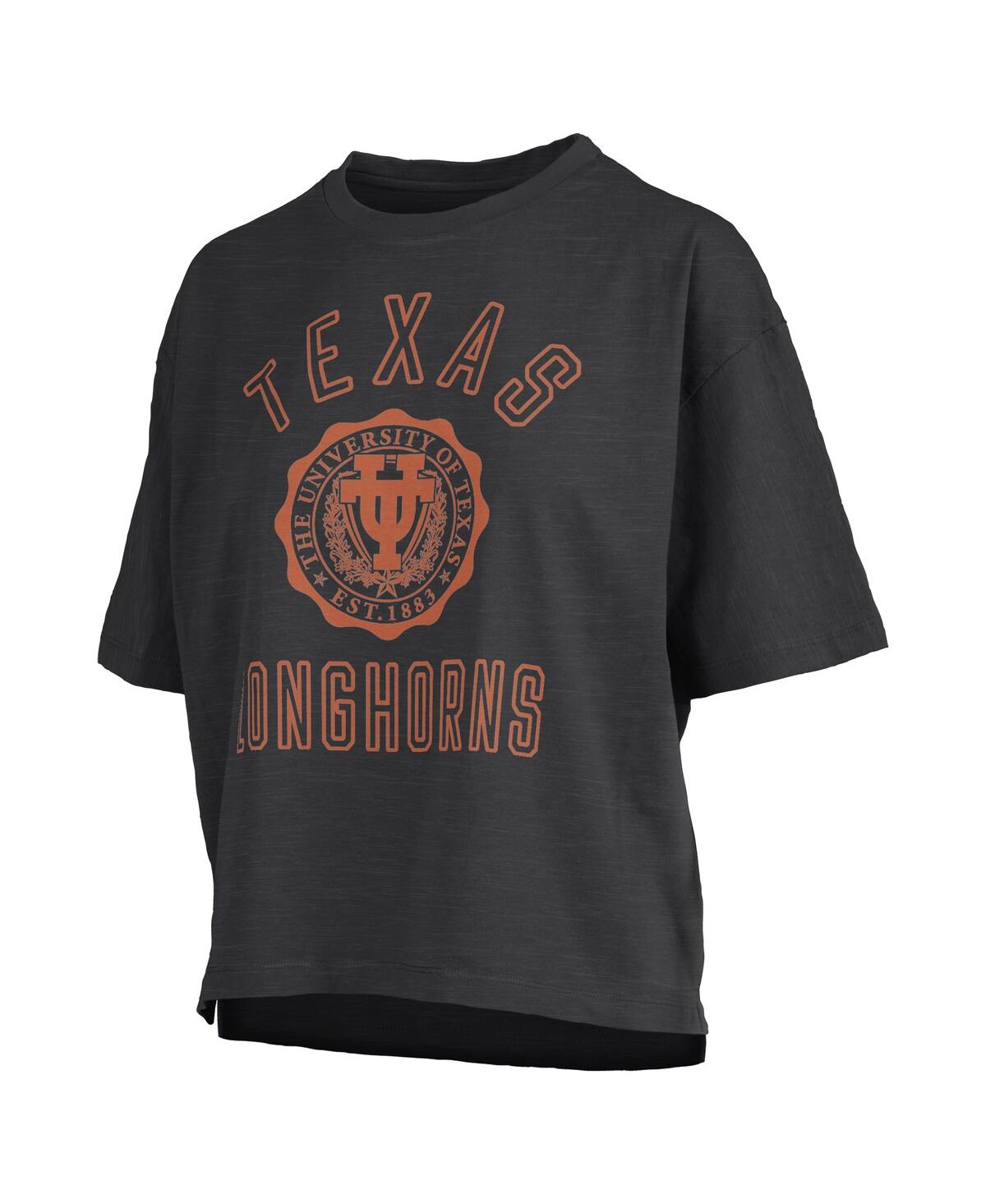 Pressbox Black Texas Longhorns Motley Crew Bishop Waist Length Oversized Slub T-shirt In Black