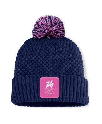 Fanatics - Women's Navy Milano Cortina 2026 Winter Olympics Bubble Cuffed Knit Hat with Pom