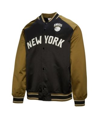 Men's Olive/Black New York Knicks Clutch Satin Raglan Full-Snap Jacket