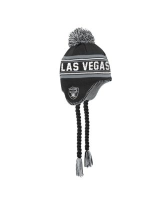 Outerstuff - Big Boys and Girls Black Las Vegas Raiders Jacquard Tassel Knit Hat with Pom