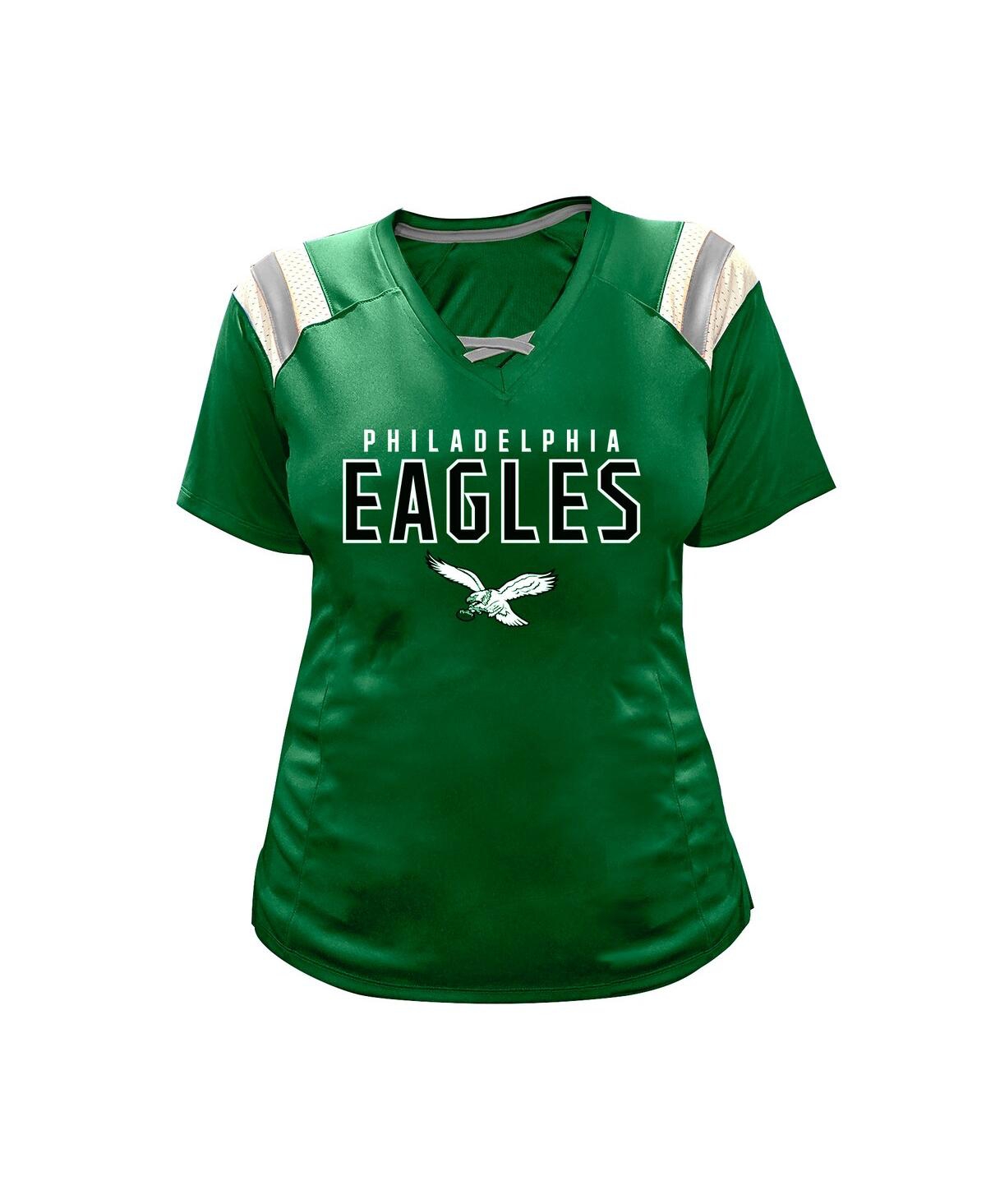 Fanatics Women's Saquon Barkley Kelly Green Philadelphia Eagles Plus Size Name Number Raglan Lace V-neck T-sh In Green