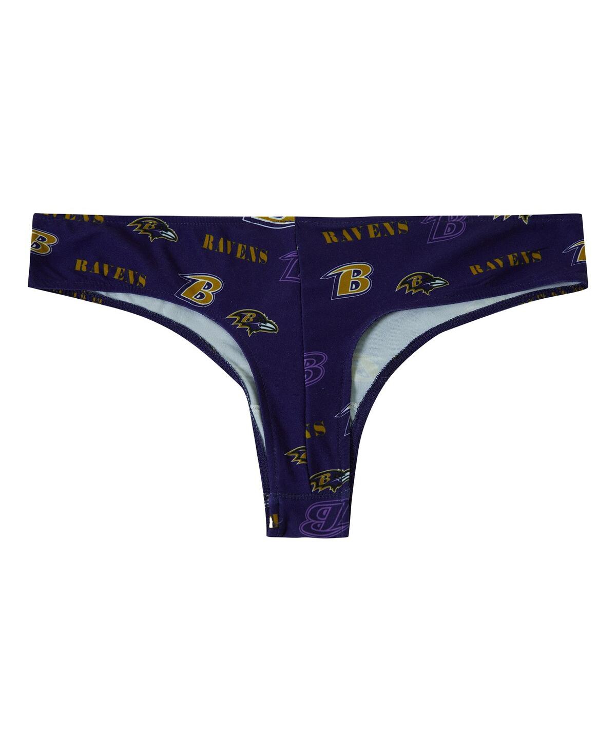 Concepts Sport Women's Purple Baltimore Ravens Mosaic All Over Print Thong In Purple