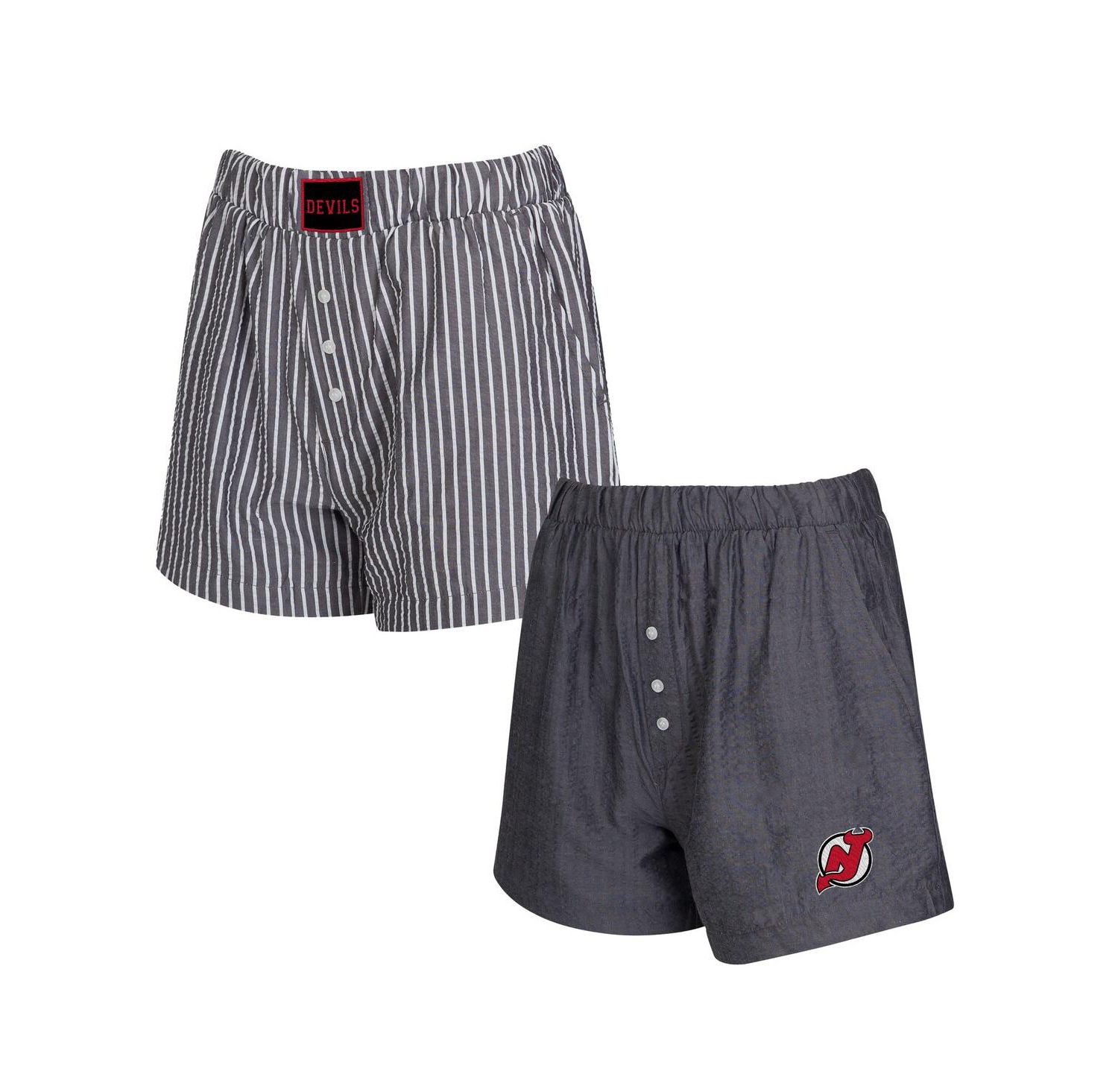 Women's 2-Pack Charcoal New Jersey Devils Boxer Shorts Set