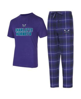Concepts Sport - Men's Purple/Black Charlotte Hornets Vector Top Flannel Pants Sleep Set