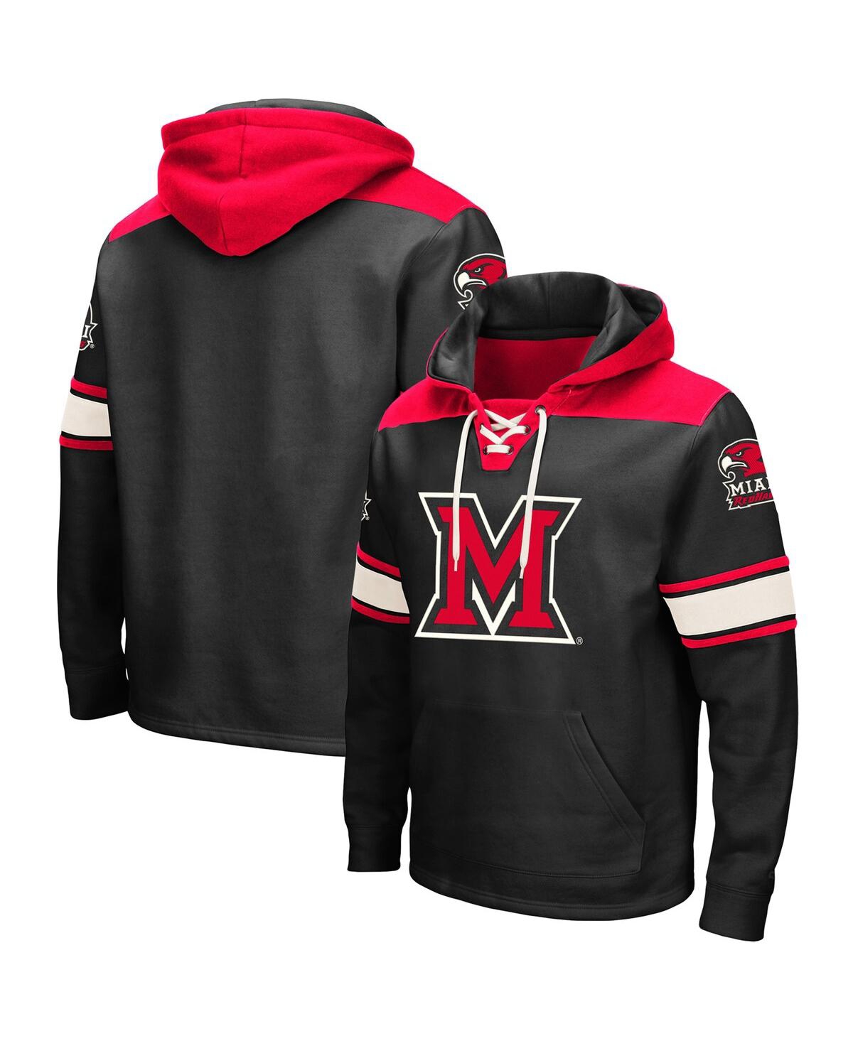 Colosseum Men's Black Miami University RedHawks 2.0 Lace-Up Pullover Hoodie
