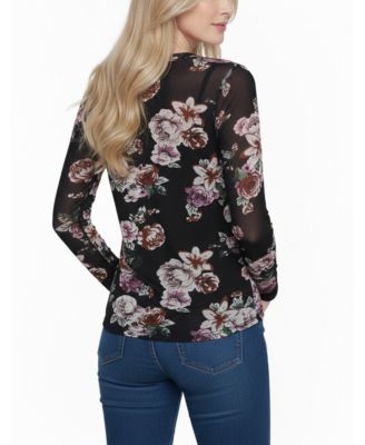 Women's Long Raglan Sleeve Mesh Top