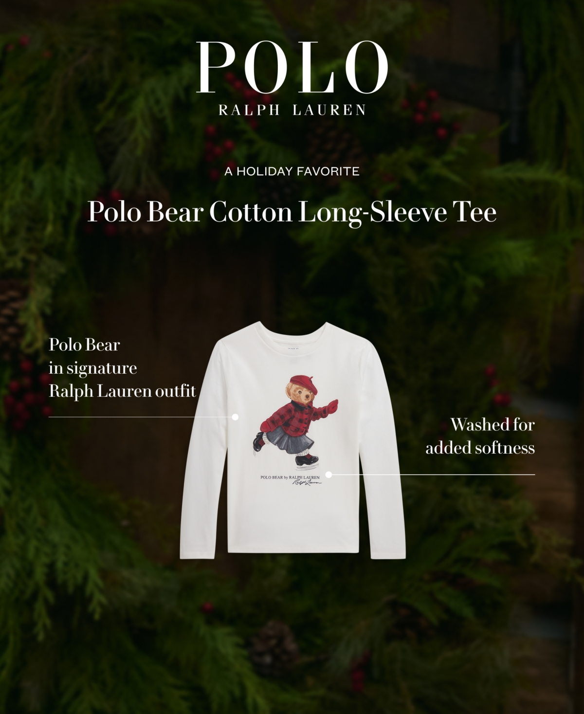 Polo Ralph Lauren Girls 7-16 Long Sleeves T-Shirt