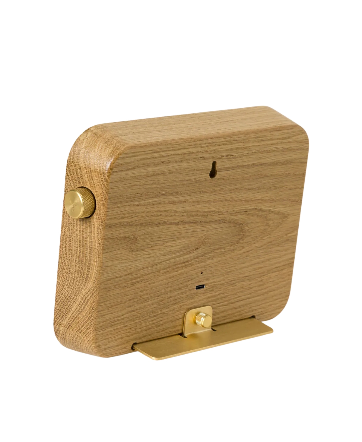 Uncommon Goods Literary Clock White Oak & Brass Digital Desk Clock