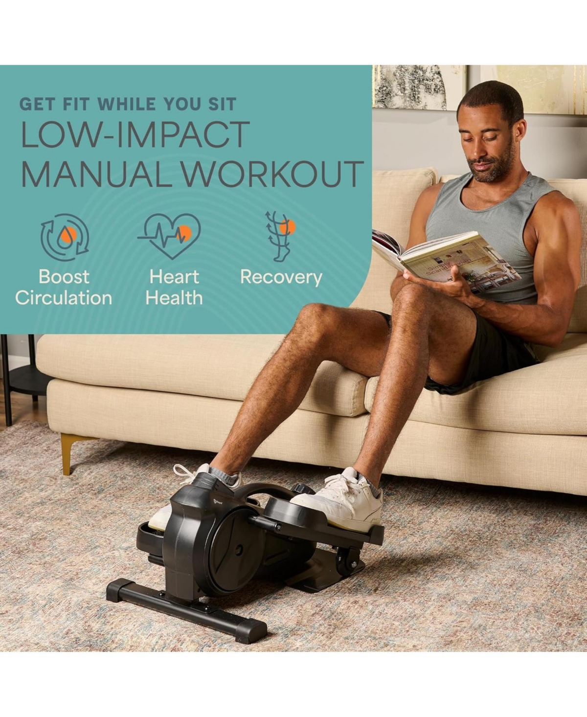 LifePro Under Desk Elliptical - Under Desk Pedal Exerciser to Strengthen Muscles and Build Cardiovascular Fitness