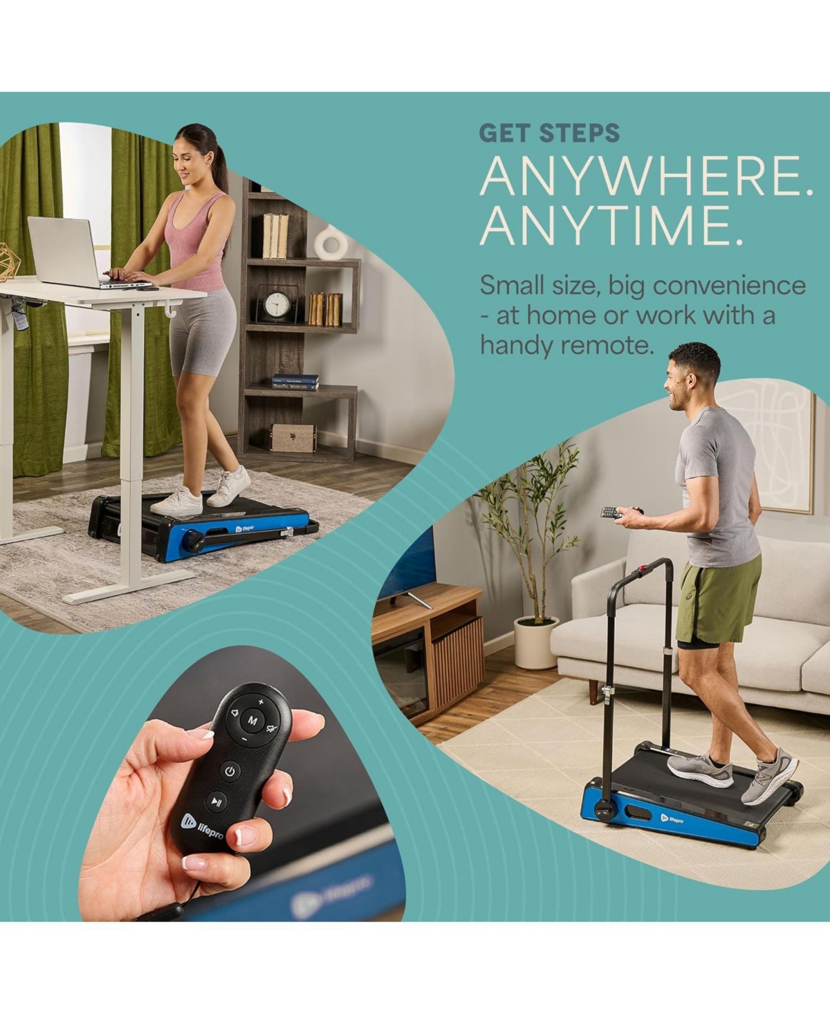 LifePro Smallest Portable Mini Walking Pad with Adjustable Handlebar
