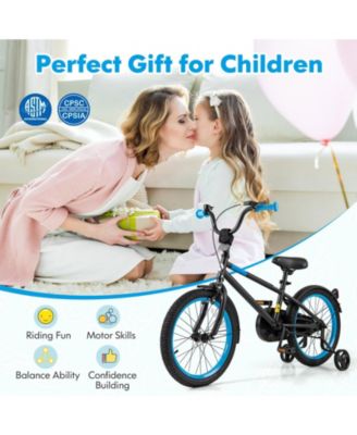 Adjustable Kids Bike with Training Wheels & Dual Brakes
