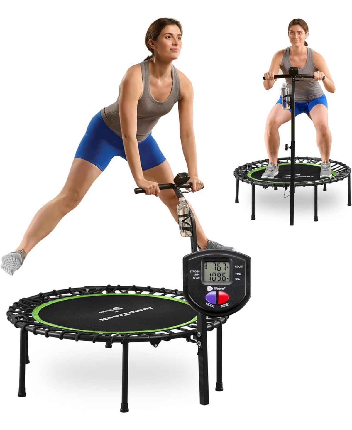 Lifepro JumpTrack 40" Rebounder Trampoline with Jump Counter – Silent Bungee – 225/350 lb Capacity – Low-Impact Home Exercise