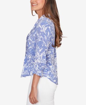 Petite Brushstroke Floral Silky Gauze Popover Top