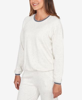 Petite Bubble Hem Fleck Knit Pullover Top